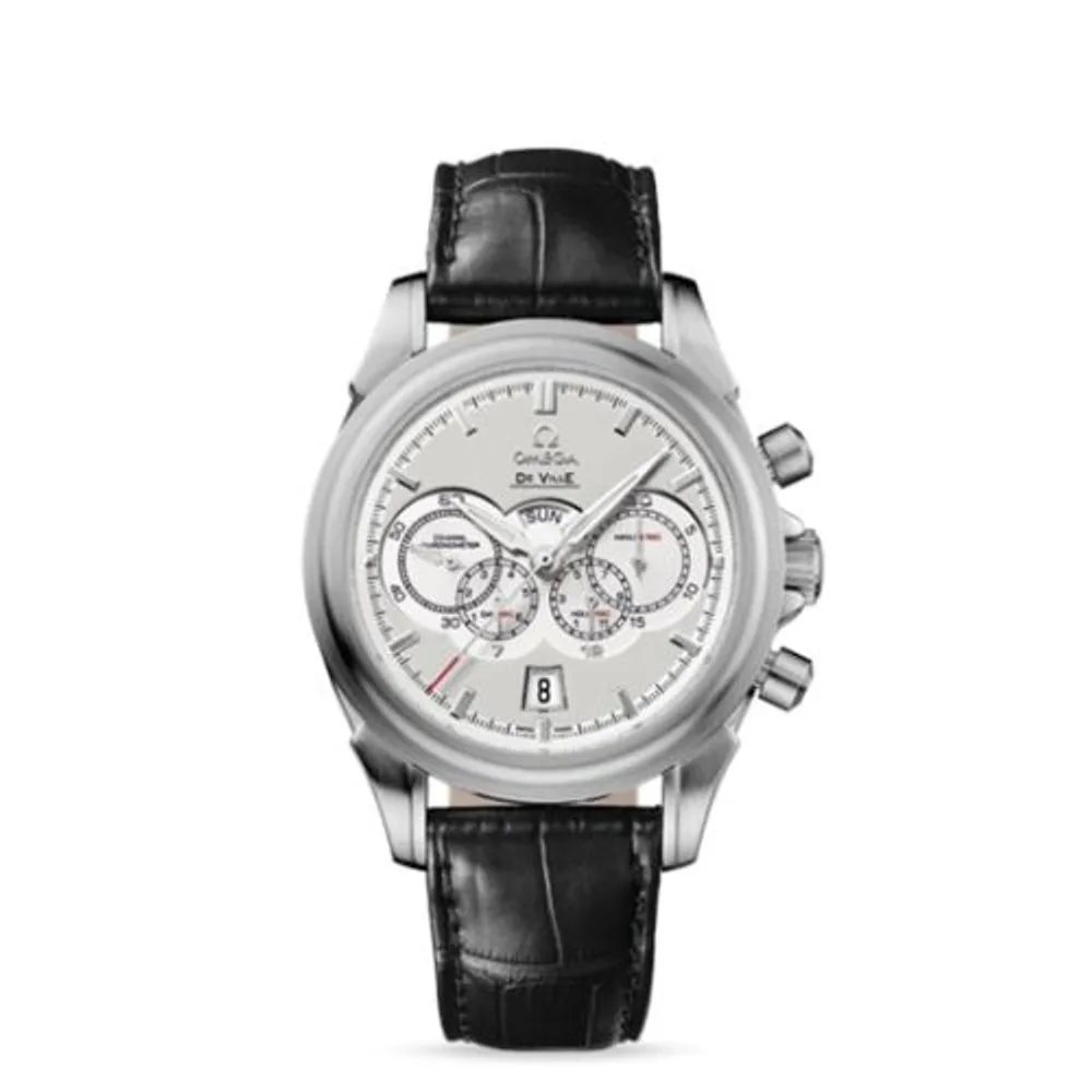 Omega De Ville Co-Axial 41 Chronograph 4 Counters White Gold / Ivory / Alligator