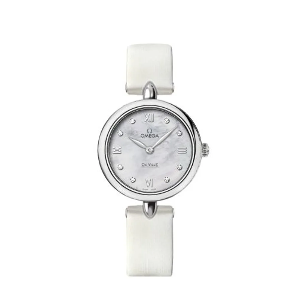 Omega De Ville Prestige Dewdrop Quartz 27.4 Stainless Steel / White MOP