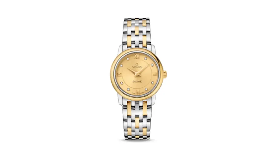 Omega De Ville Prestige Quartz 27.4 Stainless Steel / Yellow Gold / Champagne / Bracelet