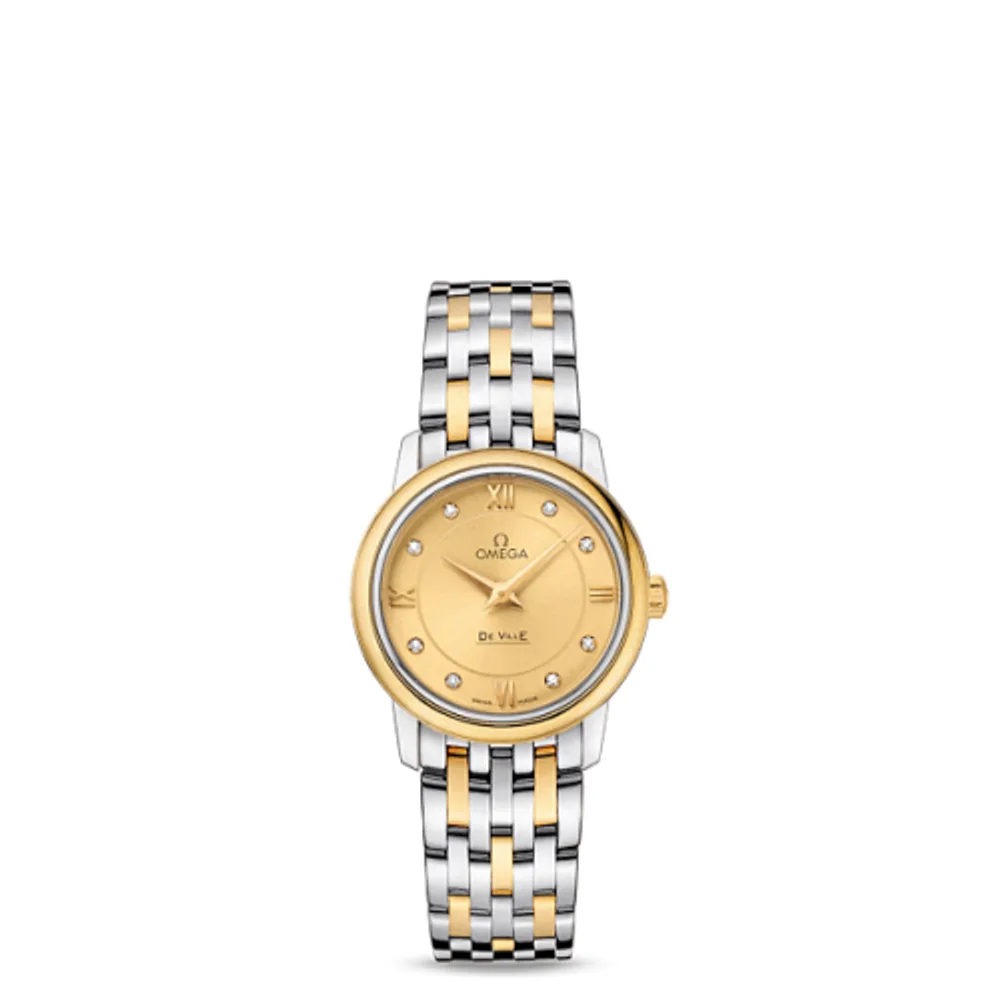 Omega De Ville Prestige Quartz 27.4 Stainless Steel / Yellow Gold / Champagne / Bracelet