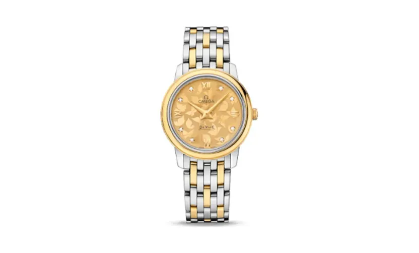 Omega De Ville Prestige Quartz 27.4 Stainless Steel / Yellow Gold / Champagne Butterfly / Bracelet