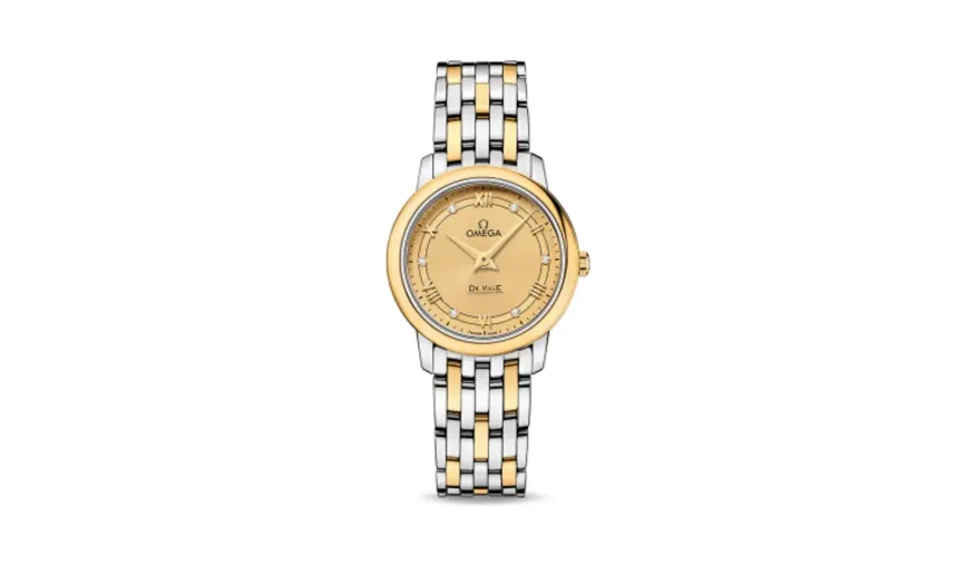 Omega De Ville Prestige Quartz 27.4 Stainless Steel / Yellow Gold / Vintage Champagne / Bracelet