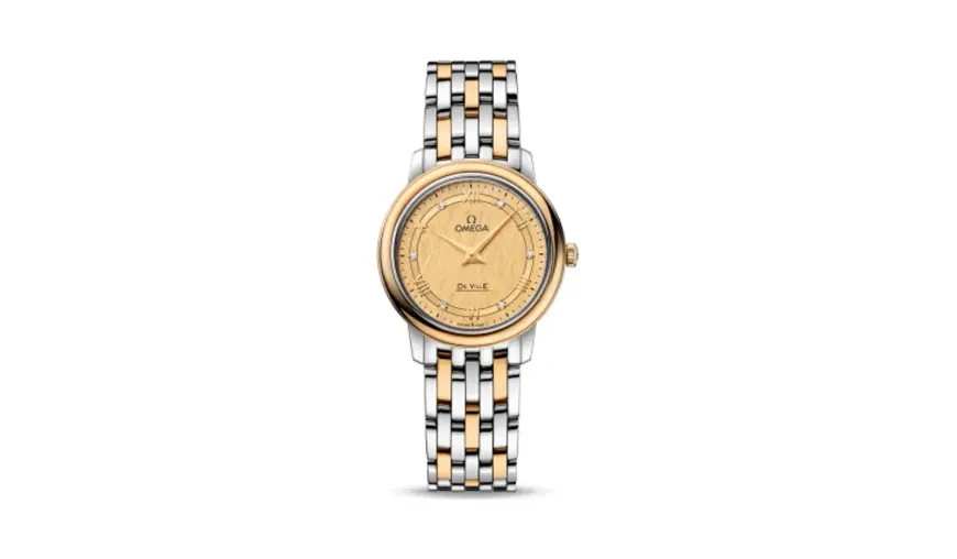 Omega De Ville Prestige Quartz 27.4 Stainless Steel / Yellow Gold / Vintage Champagne Silk / Bracelet