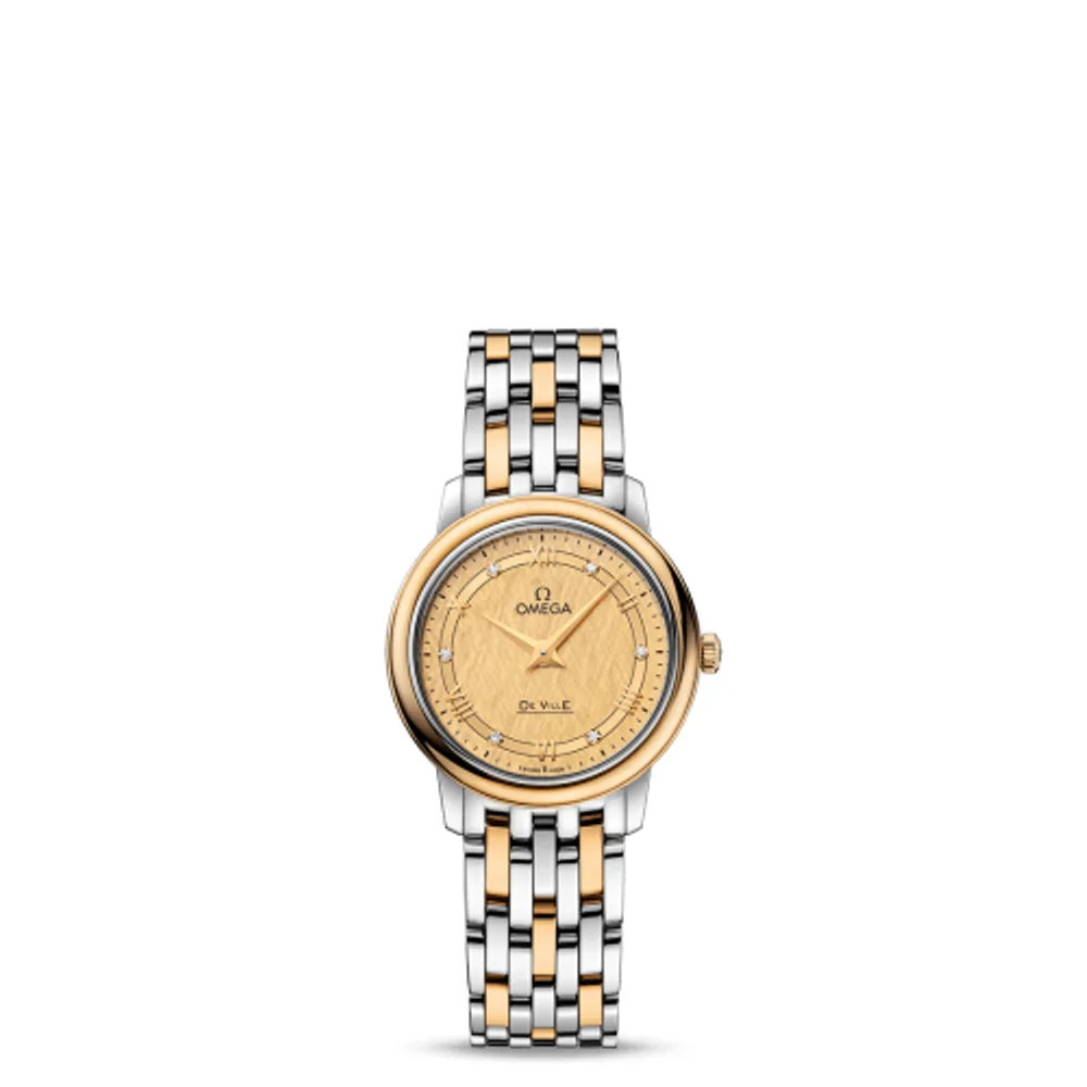 Omega De Ville Prestige Quartz 27.4 Stainless Steel / Yellow Gold / Vintage Champagne Silk / Bracelet