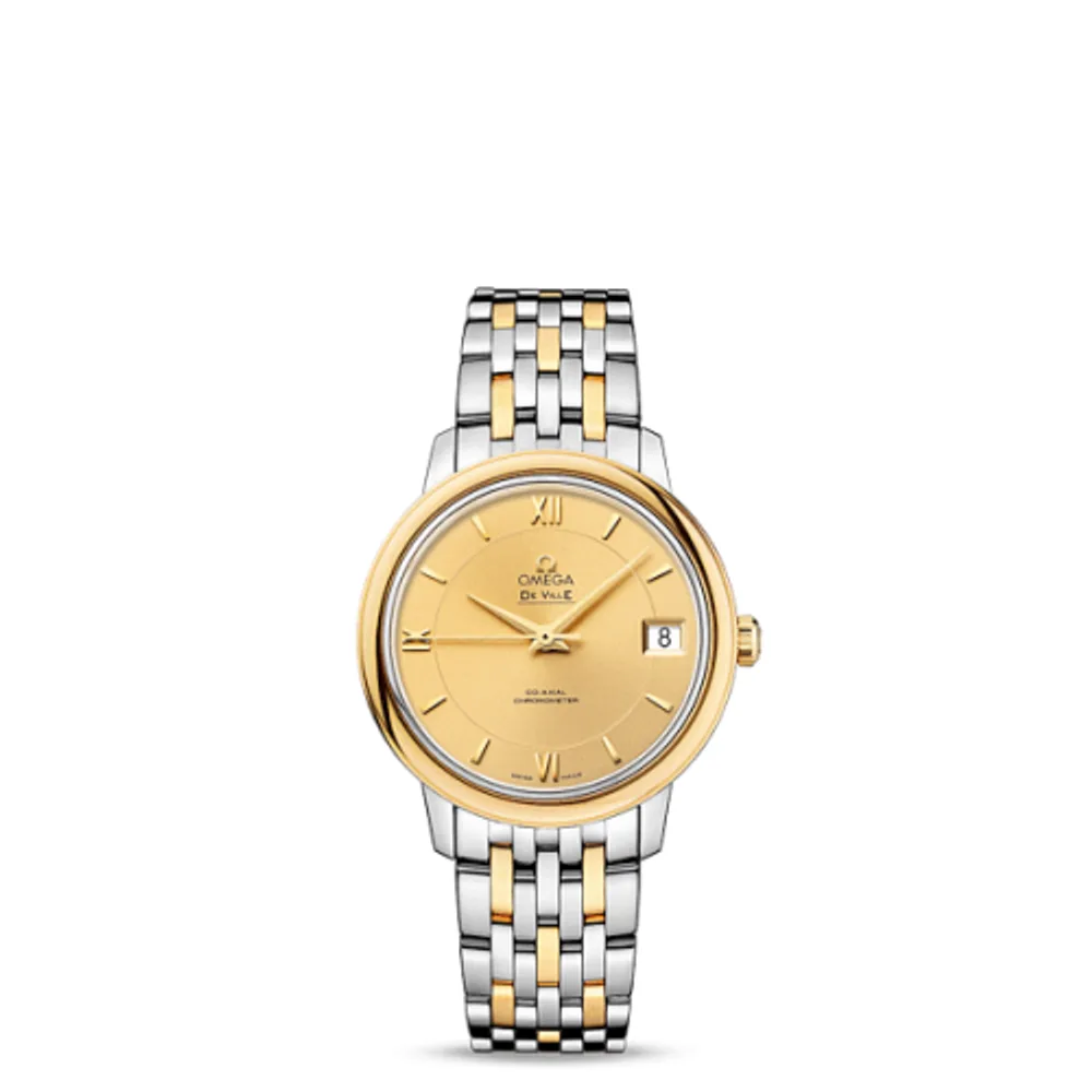 Omega De Ville Prestige Co-Axial 32.7 Stainless Steel / Yellow Gold / Champagne / Bracelet