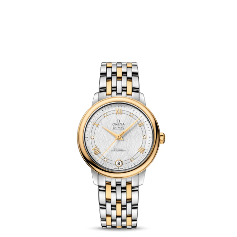 Omega De Ville Prestige Co-Axial 32.7 Stainless Steel / Yellow Gold / Vintage Silver Silk / Bracelet