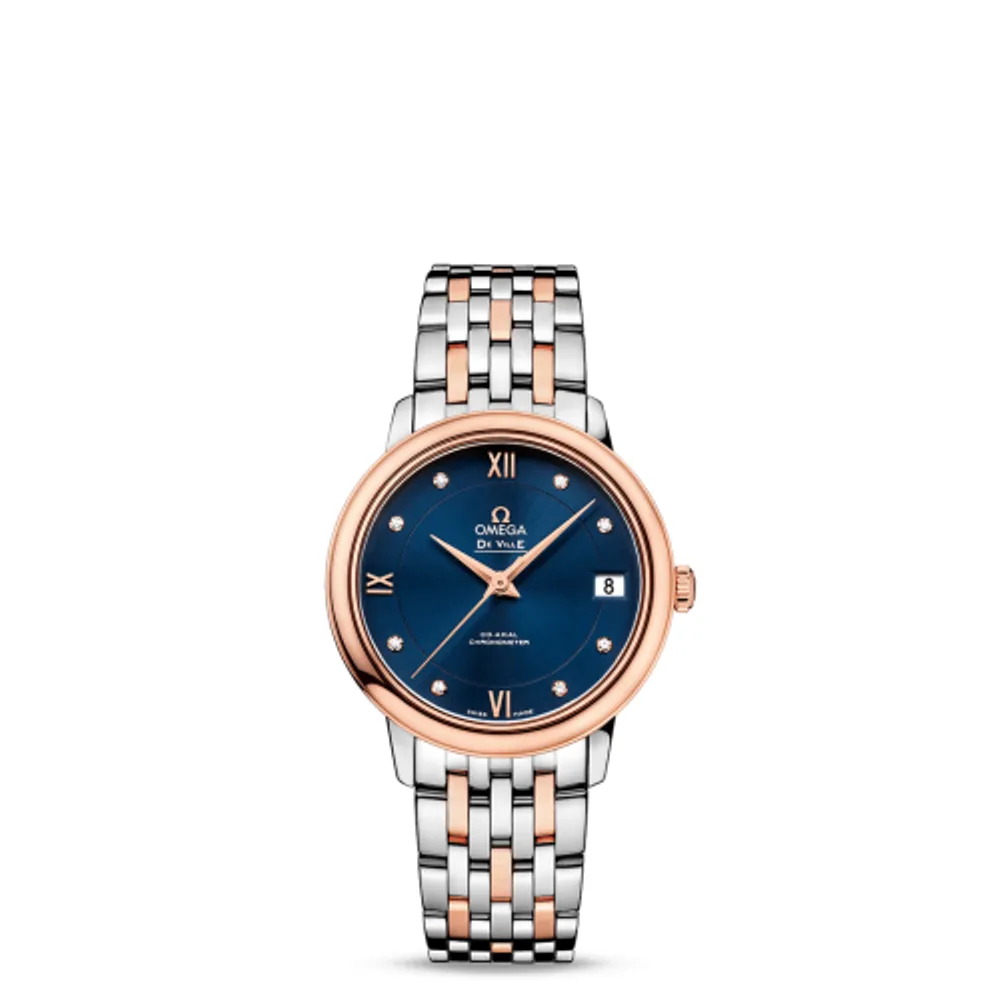 Omega De Ville Prestige Co-Axial 32.7 Stainless Steel / Red Gold / Blue / Bracelet
