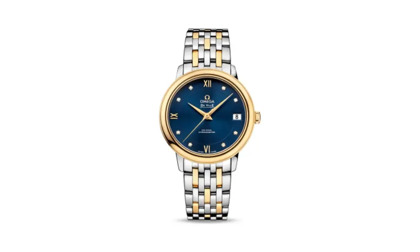 Omega De Ville Prestige Co-Axial 32.7 Stainless Steel / Yellow Gold / Blue / Bracelet