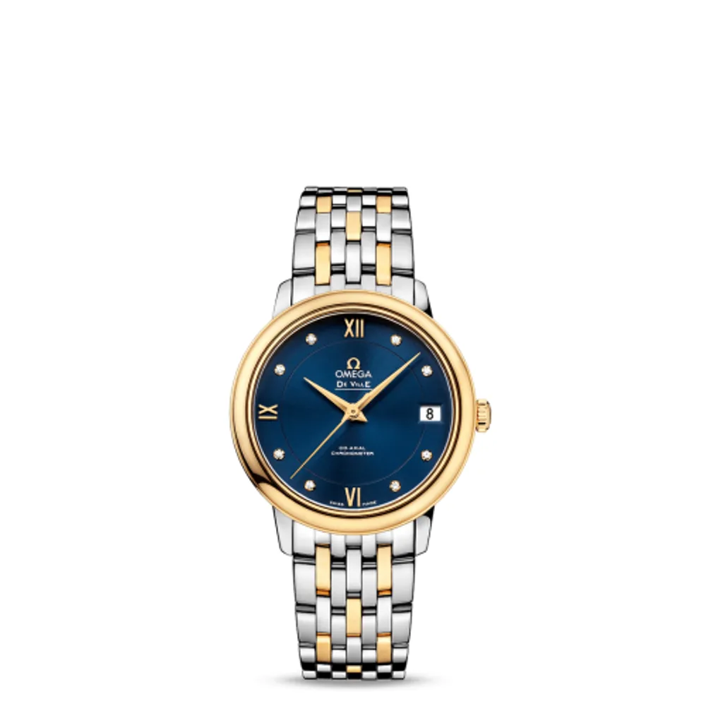 Omega De Ville Prestige Co-Axial 32.7 Stainless Steel / Yellow Gold / Blue / Bracelet