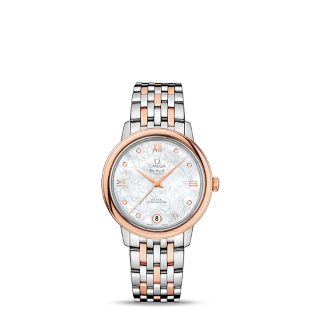 Omega De Ville Prestige Co-Axial 32.7 Stainless Steel / Red Gold / MOP Butterfly / Bracelet