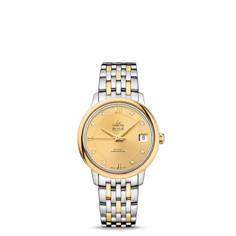 Omega De Ville Prestige Co-Axial 32.7 Stainless Steel / Yellow Gold / Champagne / Bracelet