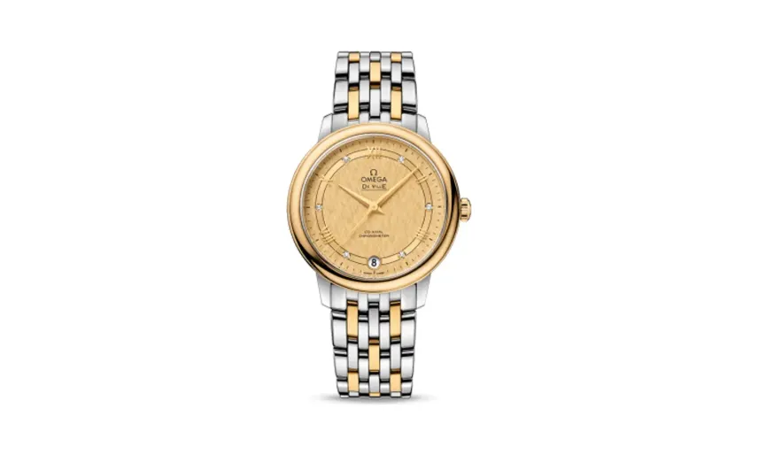 Omega De Ville Prestige Co-Axial 32.7 Stainless Steel / Yellow Gold / Vintage Champagne Silk / Bracelet
