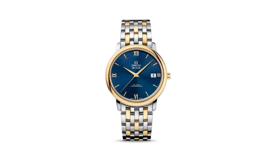 Omega De Ville Prestige Co-Axial 36.8 Stainless Steel / Yellow Gold / Blue / Bracelet