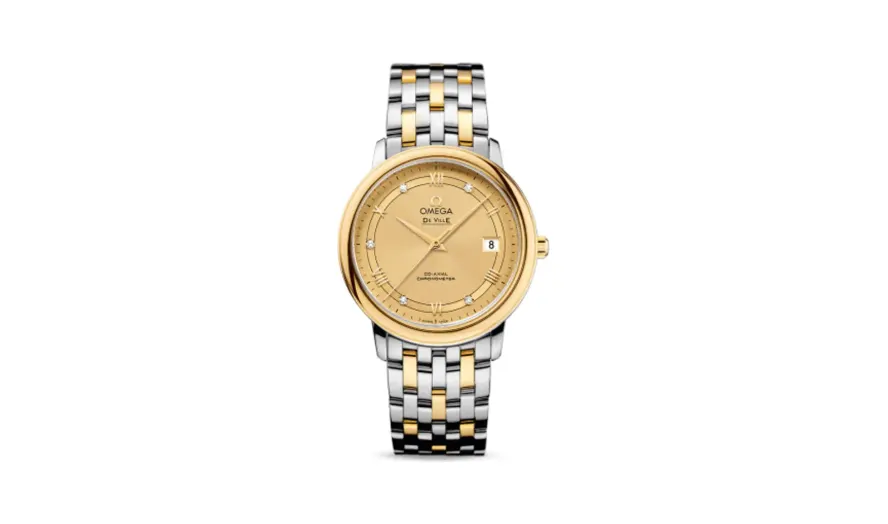 Omega De Ville Prestige Co-Axial 36.8 Stainless Steel / Yellow Gold / Vintage Champagne / Bracelet