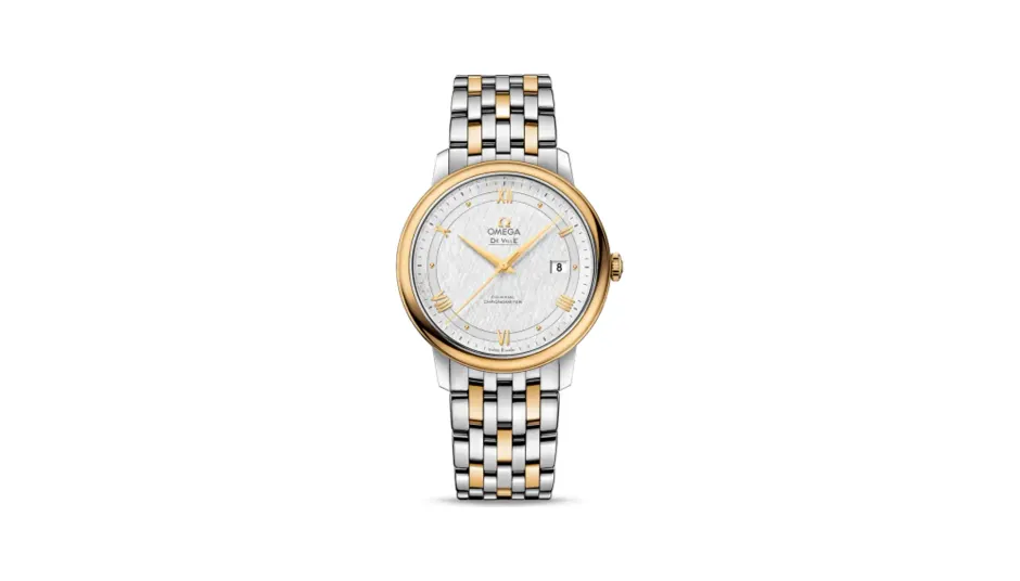 Omega De Ville Prestige Co-Axial 39.5 Stainless Steel / Yellow Gold / Vintage Silk Silver / Bracelet