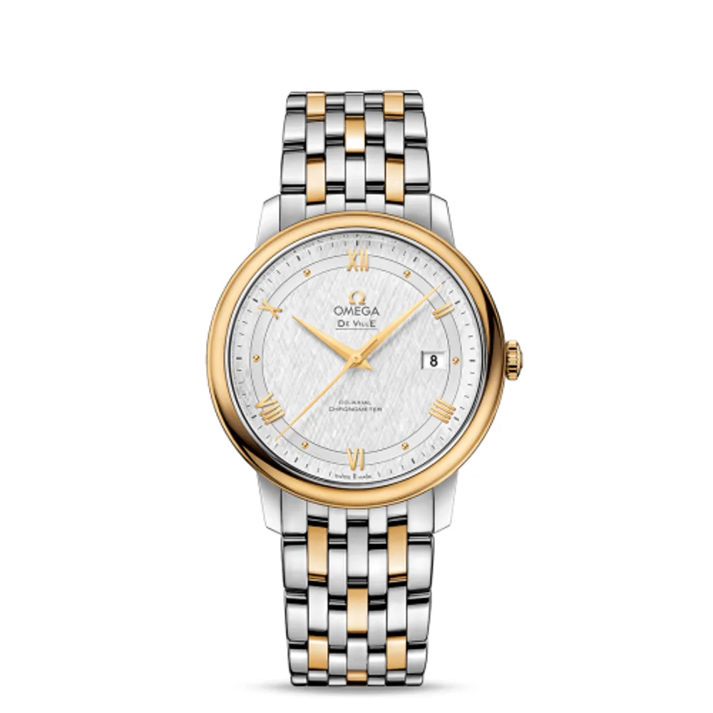 Omega De Ville Prestige Co-Axial 39.5 Stainless Steel / Yellow Gold / Vintage Silk Silver / Bracelet