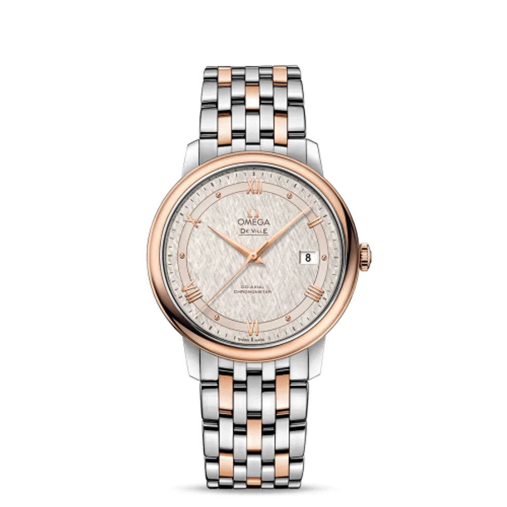 Omega De Ville Prestige Co-Axial 39.5 Stainless Steel / Red Gold / Vintage Silver Silk / Bracelet