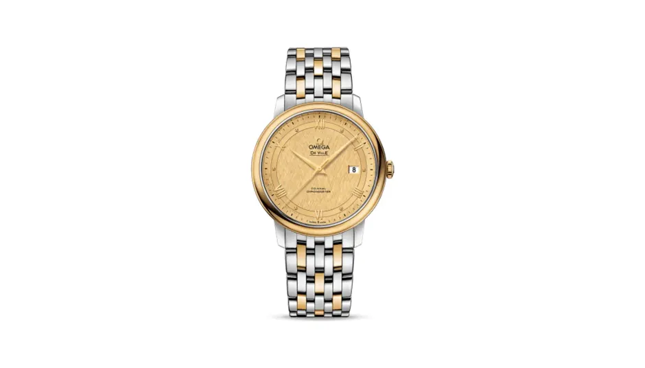 Omega De Ville Prestige Co-Axial 39.5 Stainless Steel / Yellow Gold / Vintage Champagne Silk / Bracelet