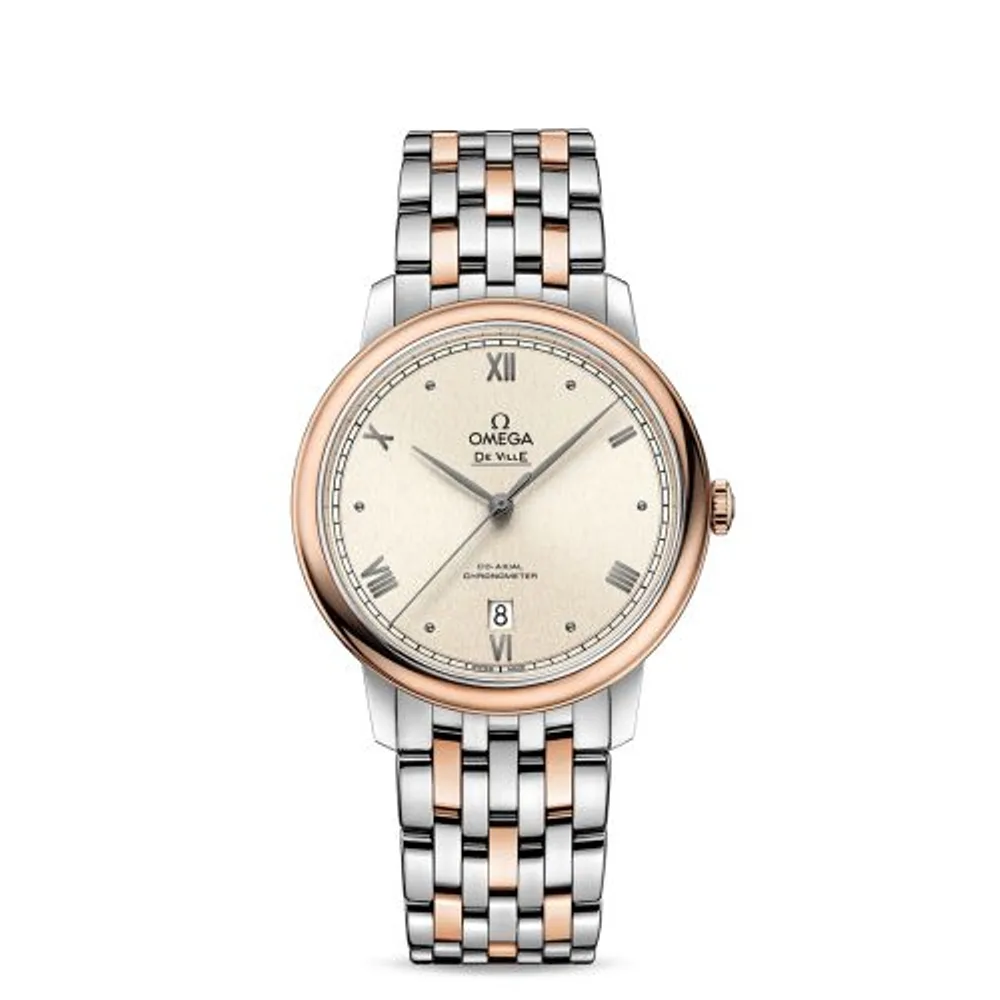 Omega De Ville Prestige Co-Axial 39.5 Stainless Steel / Red Gold / Pink Linen / Bracelet
