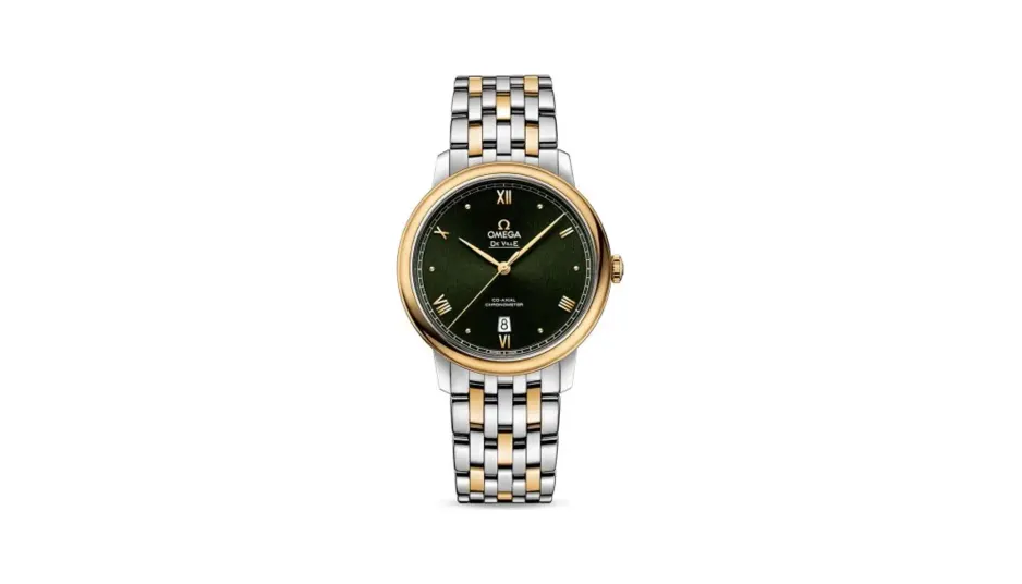 Omega De Ville Prestige Co-Axial 39.5 Stainless Steel / Yellow Gold / Green Sunburst / Bracelet