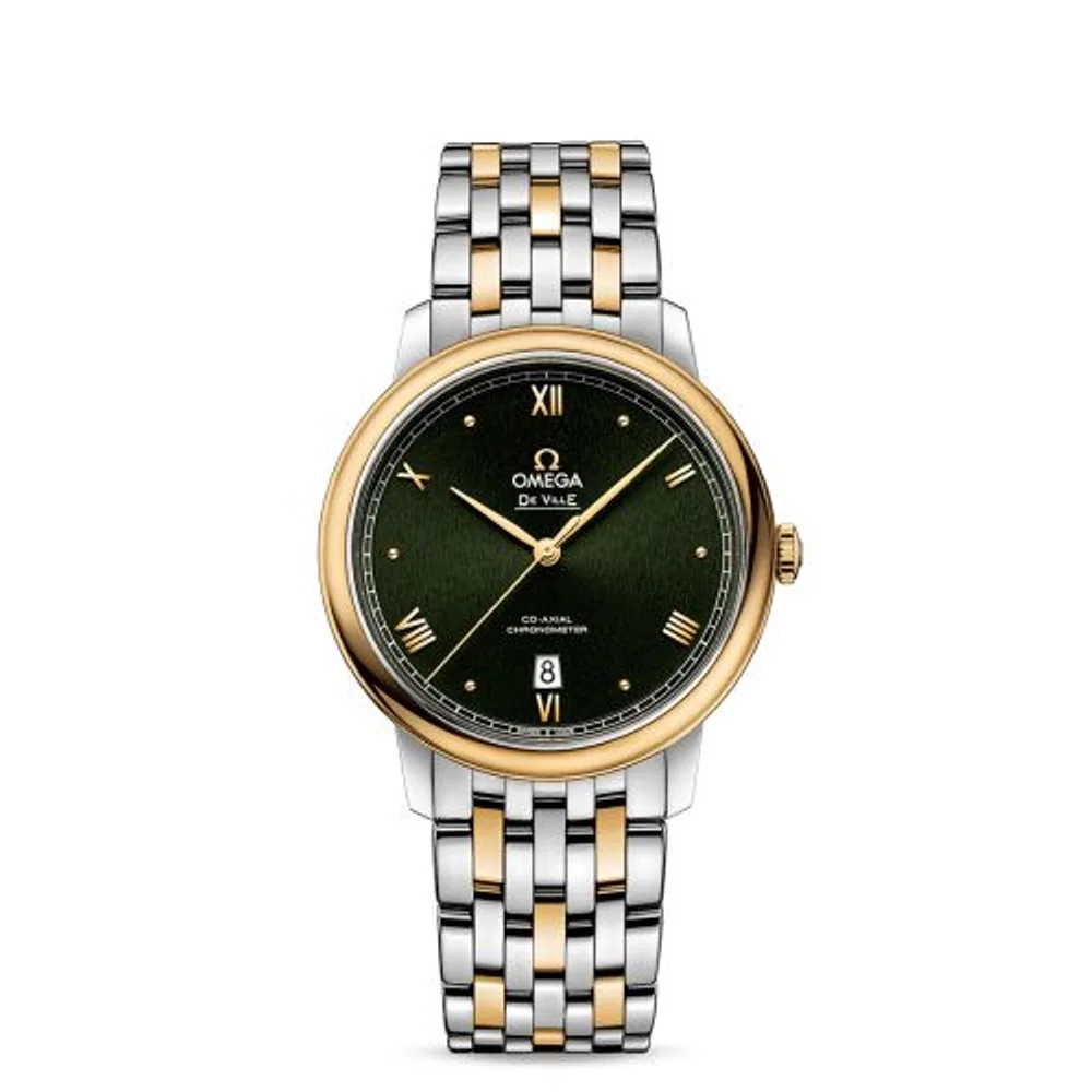 Omega De Ville Prestige Co-Axial 39.5 Stainless Steel / Yellow Gold / Green Sunburst / Bracelet