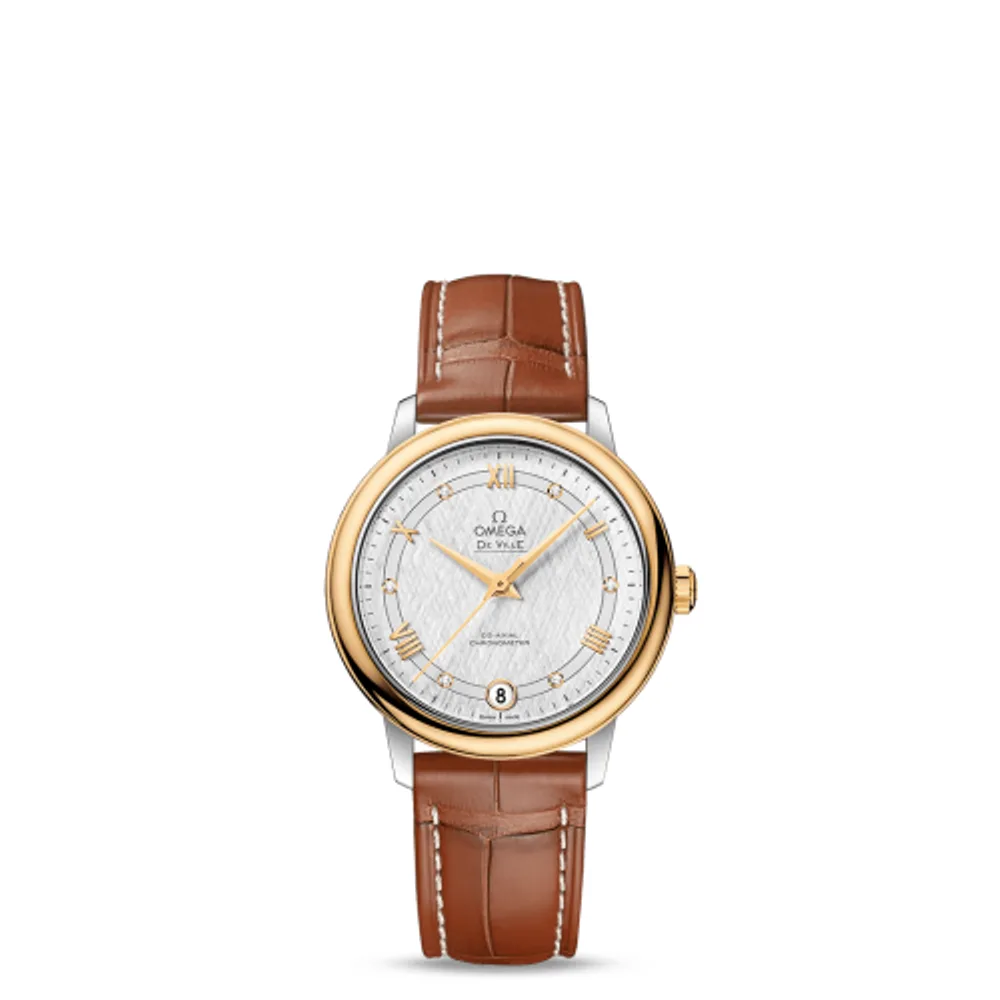 Omega De Ville Prestige Co-Axial 32.7 Stainless Steel / Yellow Gold / Vintage Silver Silk