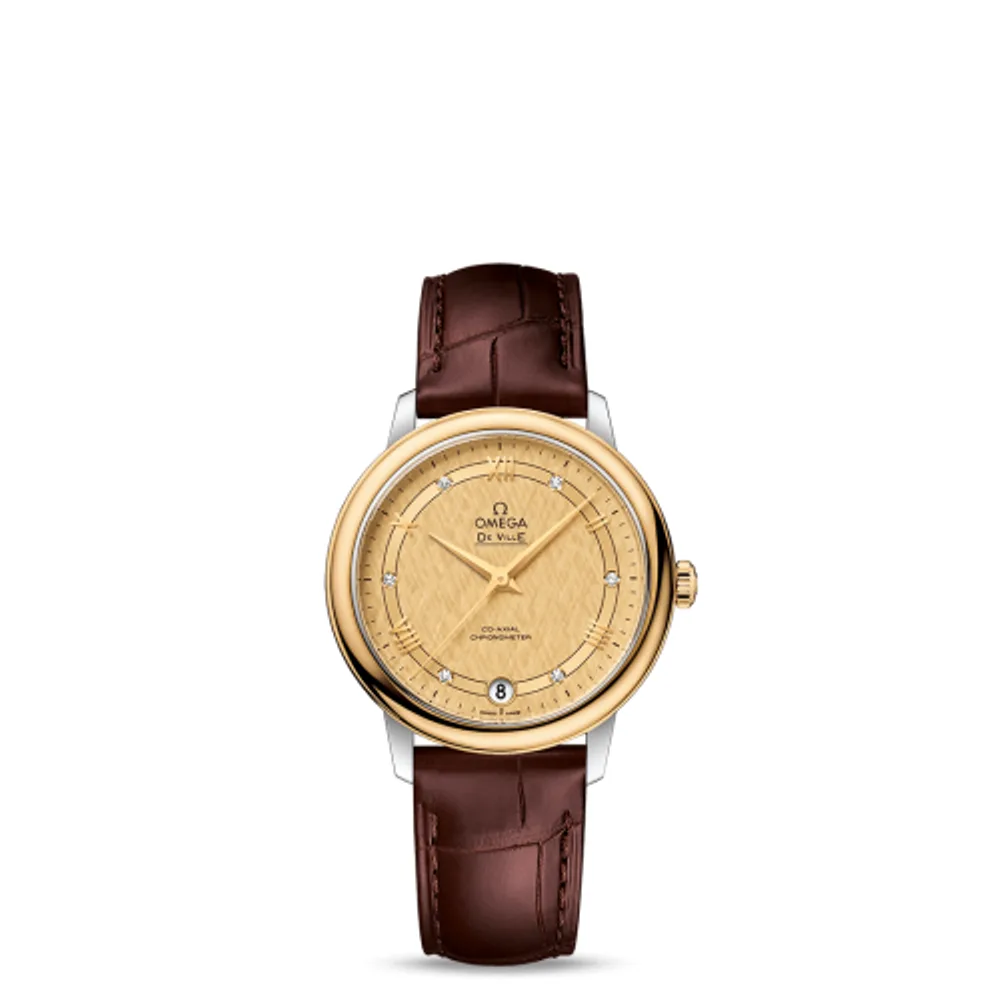 Omega De Ville Prestige Co-Axial 32.7 Stainless Steel / Yellow Gold / Vintage Champagne Silk