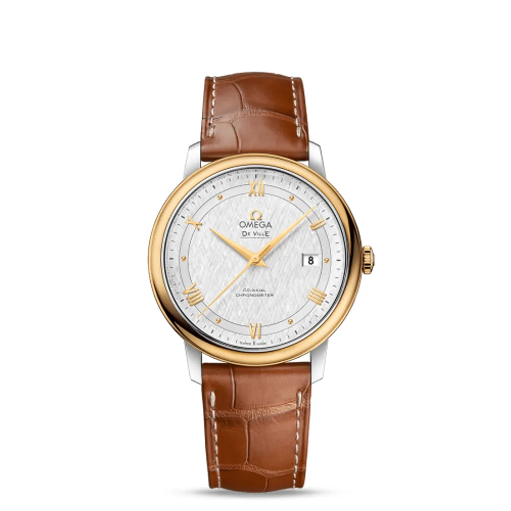 Omega De Ville Prestige Co-Axial 39.5 Stainless Steel / Yellow Gold / Vintage Silk Silver