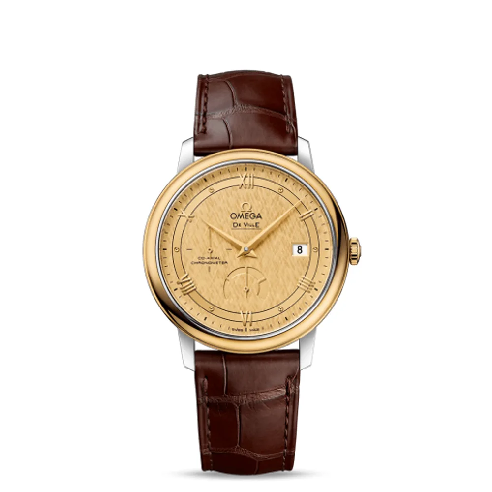 Omega De Ville Prestige Co-Axial 39.5 Power Reserve Stainless Steel / Yellow Gold / Vintage Champagne Silk
