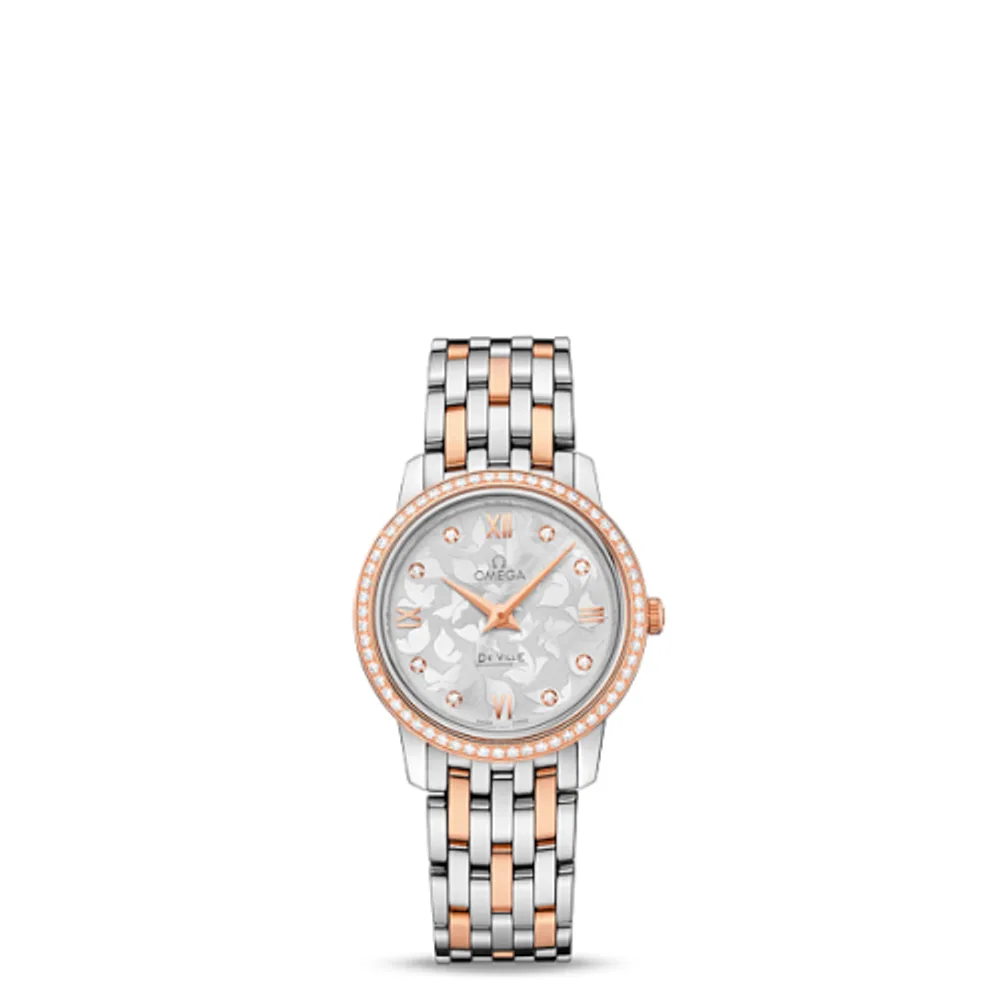 Omega De Ville Prestige Quartz 27.4 Stainless Steel / Red Gold / MOP Butterfly / Bracelet