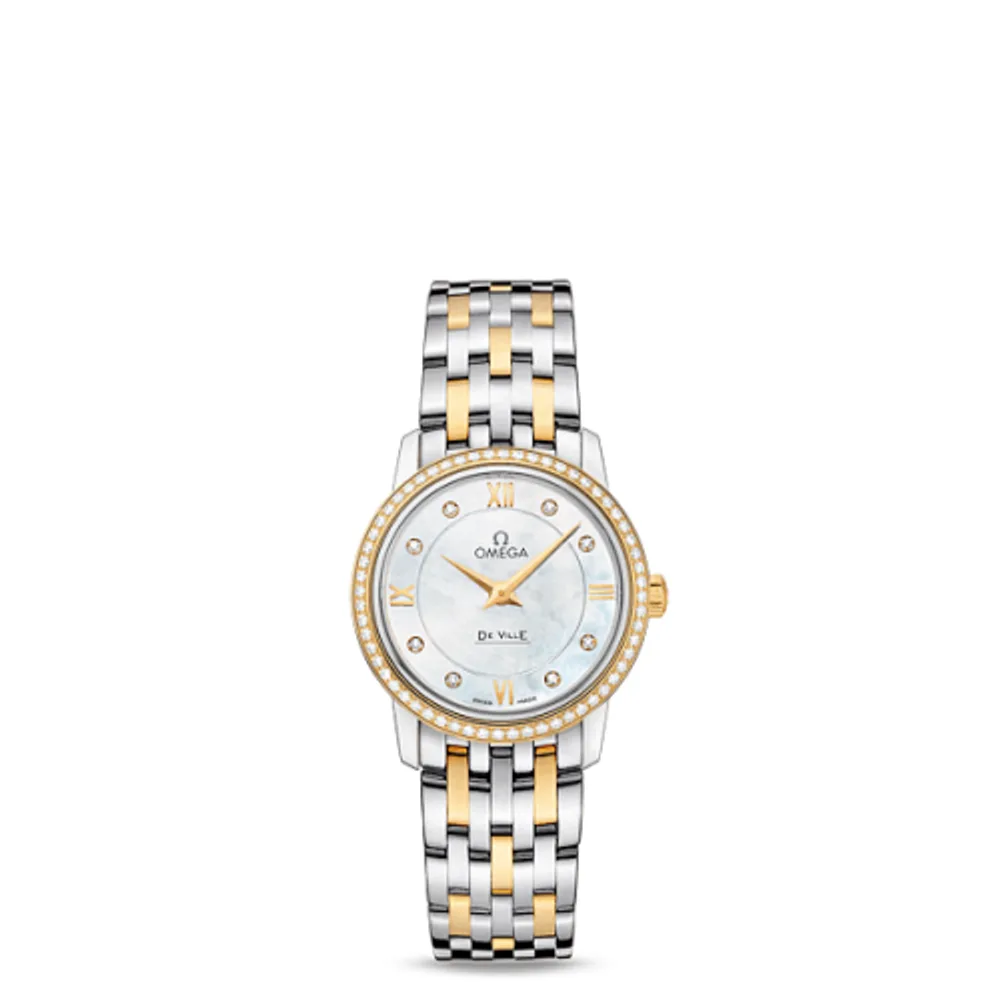 Omega De Ville Prestige Quartz 27.4 Stainless Steel / Yellow Gold / Diamond / Diamond MOP
