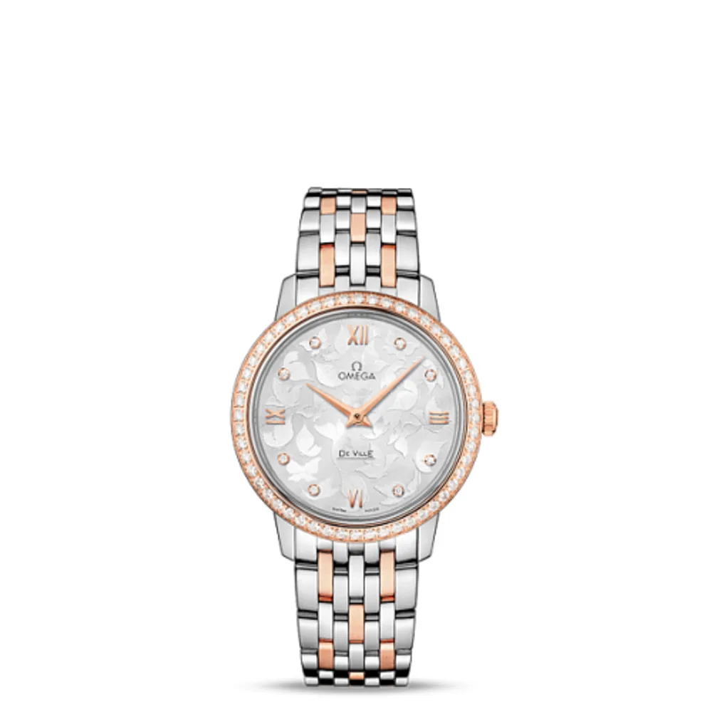 Omega De Ville Prestige Quartz 32.7 Butterfly Stainless Steel / Red Gold / Diamond / Bracelet