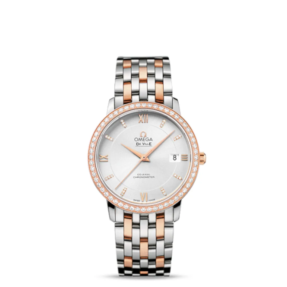 Omega De Ville Prestige Co-Axial 36.8 Stainless Steel / Red Gold / Silver / Diamond / Bracelet