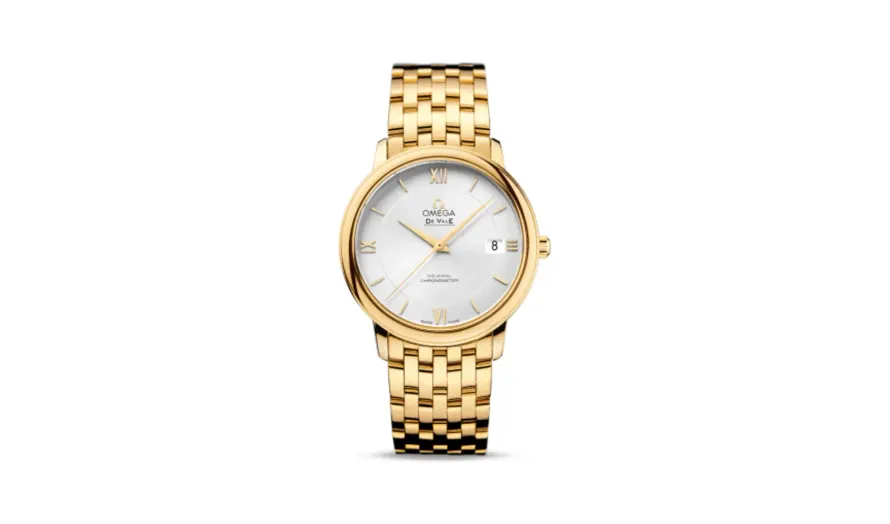 Omega De Ville Prestige Co-Axial 36.8 Yellow Gold / Silver / Bracelet