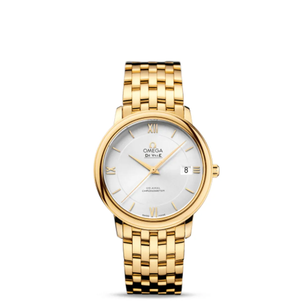 Omega De Ville Prestige Co-Axial 36.8 Yellow Gold / Silver / Bracelet