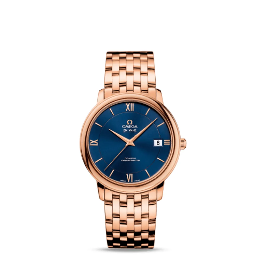 Omega De Ville Prestige Co-Axial 36.8 Red Gold / Blue / Bracelet
