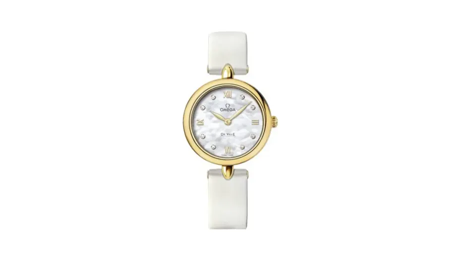 Omega De Ville Prestige Dewdrop Quartz 27.4 Yellow Gold / White MOP