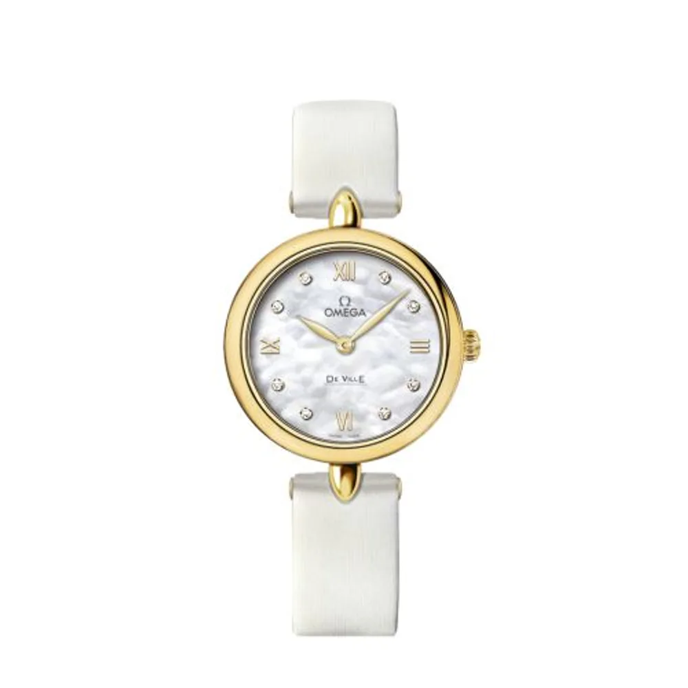 Omega De Ville Prestige Dewdrop Quartz 27.4 Yellow Gold / White MOP