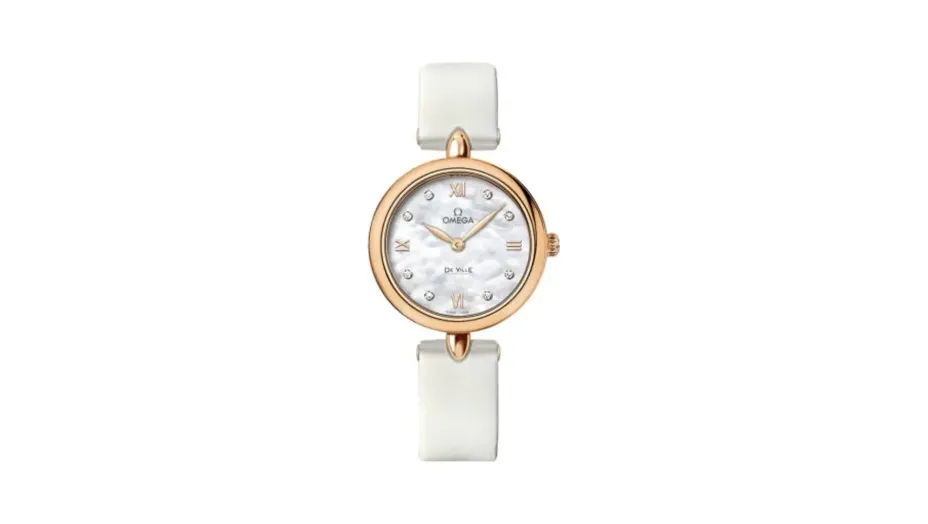 Omega De Ville Prestige Dewdrop Quartz 27.4 Red Gold / White MOP