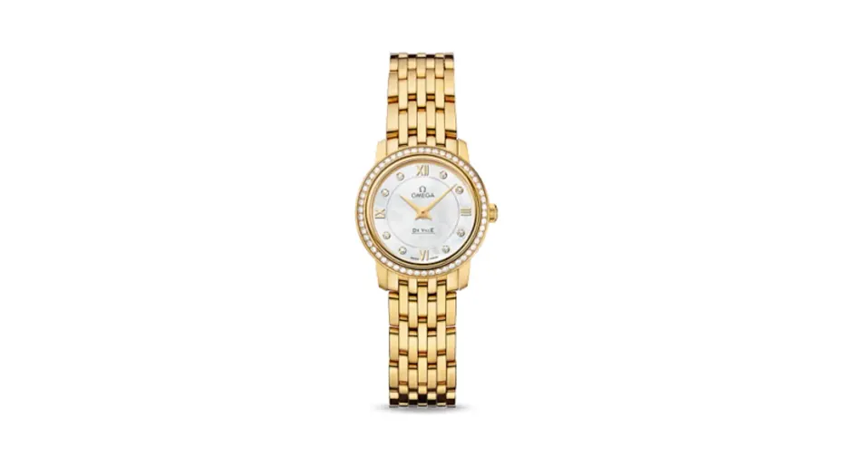 Omega De Ville Prestige Quartz 24.4 Yellow Gold / Diamond / MOP