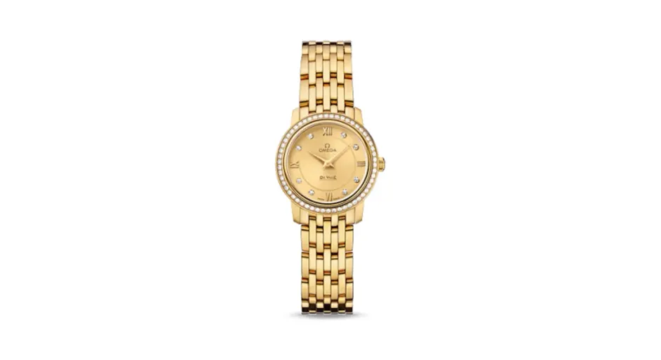 Omega De Ville Prestige Quartz 24.4 Yellow Gold / Diamond / Bracelet