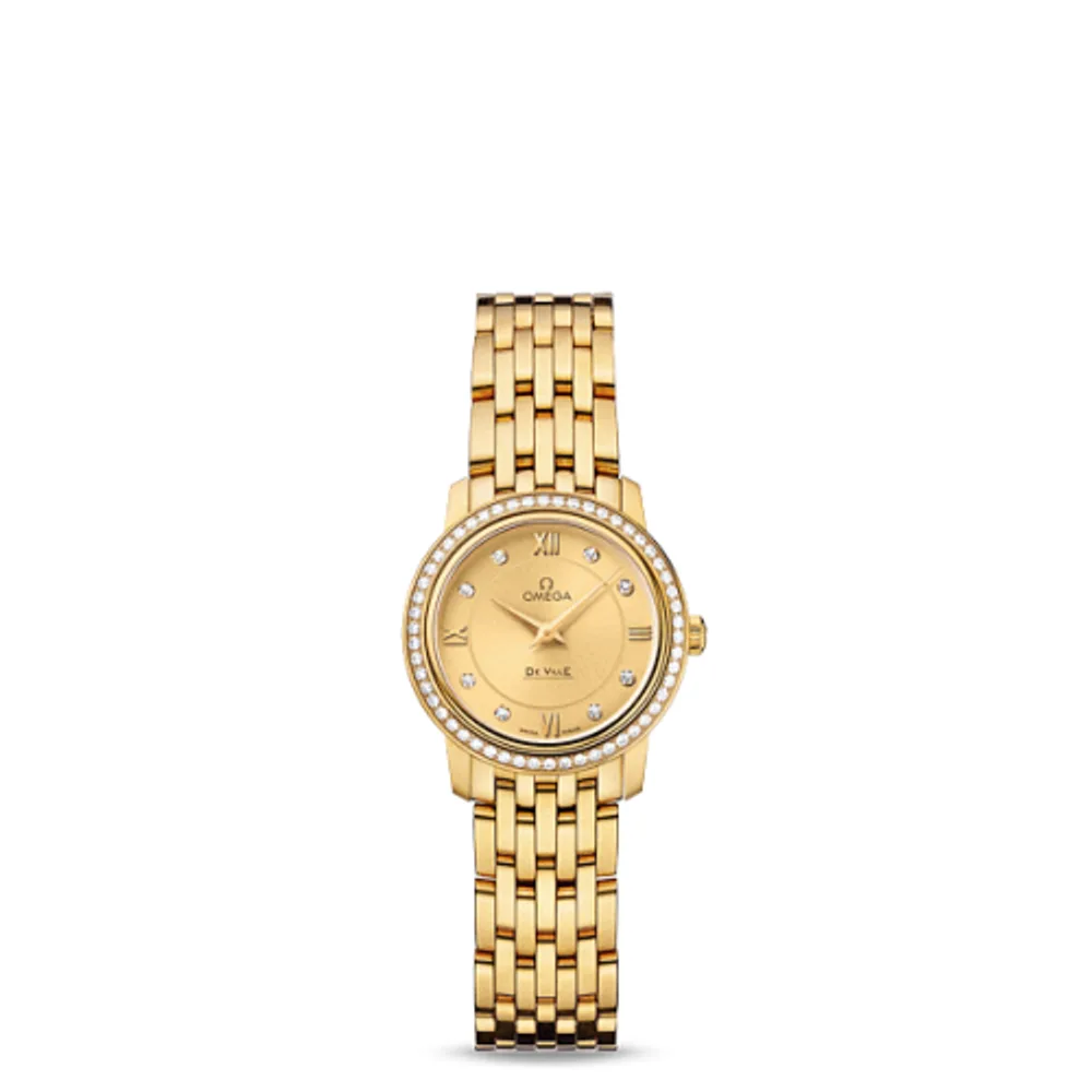 Omega De Ville Prestige Quartz 24.4 Yellow Gold / Diamond / Bracelet
