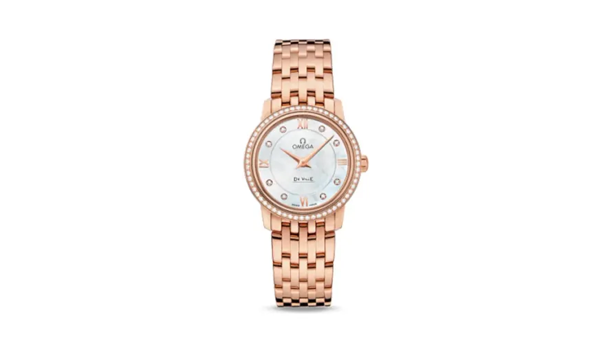 Omega De Ville Prestige Quartz 27 Red Gold / MOP-Diamond / Bracelet