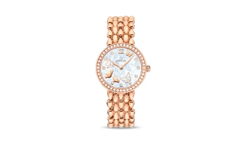 Omega De Ville Prestige Dewdrop Quartz 27.4 Red Gold / Diamond / Butterfly / Bracelet