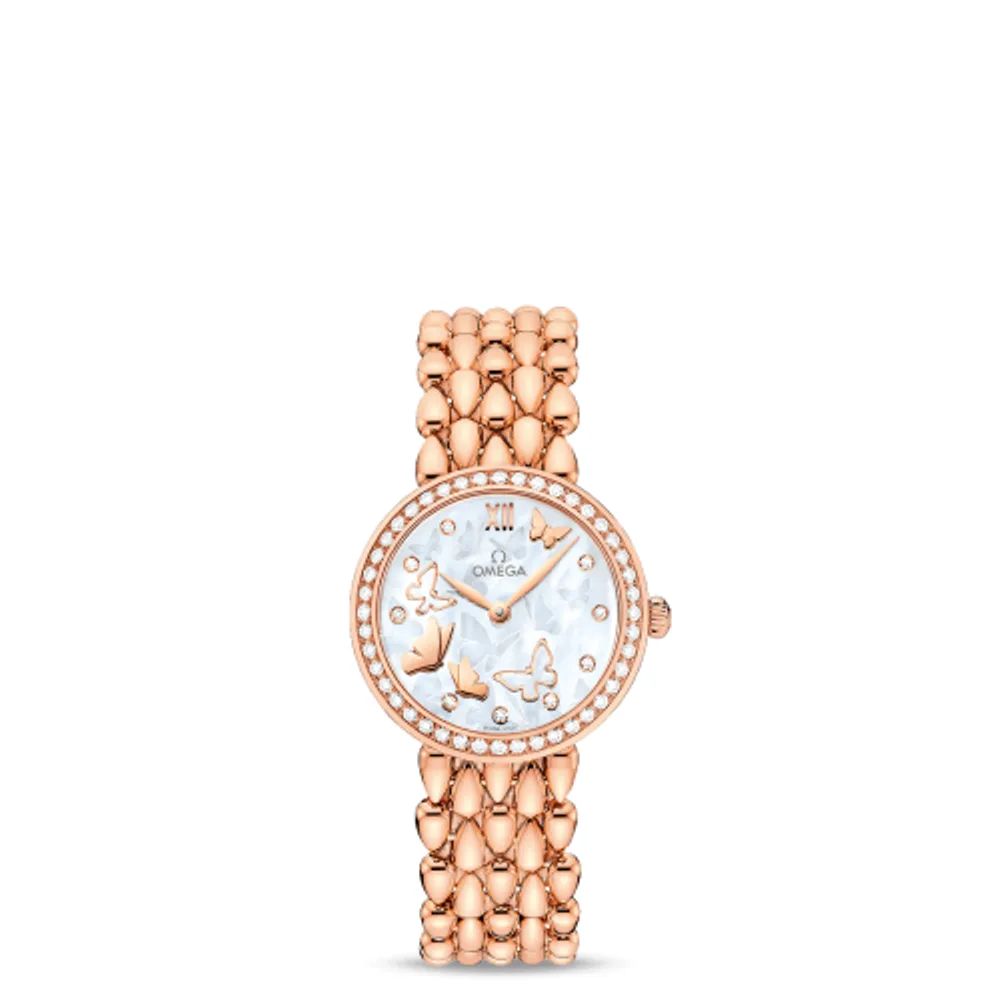 Omega De Ville Prestige Dewdrop Quartz 27.4 Red Gold / Diamond / Butterfly / Bracelet