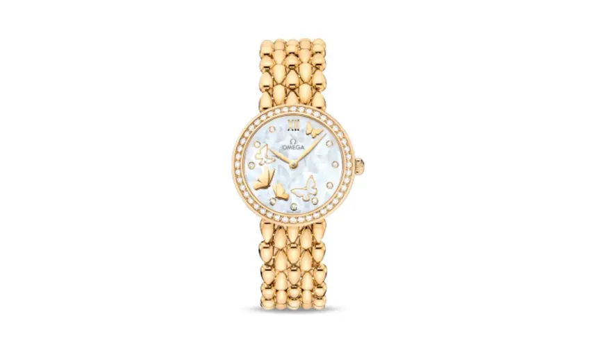 Omega De Ville Prestige Dewdrop Quartz 27.4 Yellow Gold / Diamond / Butterfly / Bracelet