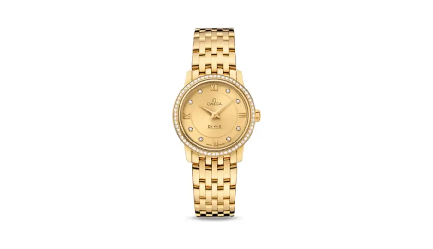 Omega De Ville Prestige Quartz 27.4 Yellow Gold / Champagne-Diamond / Bracelet