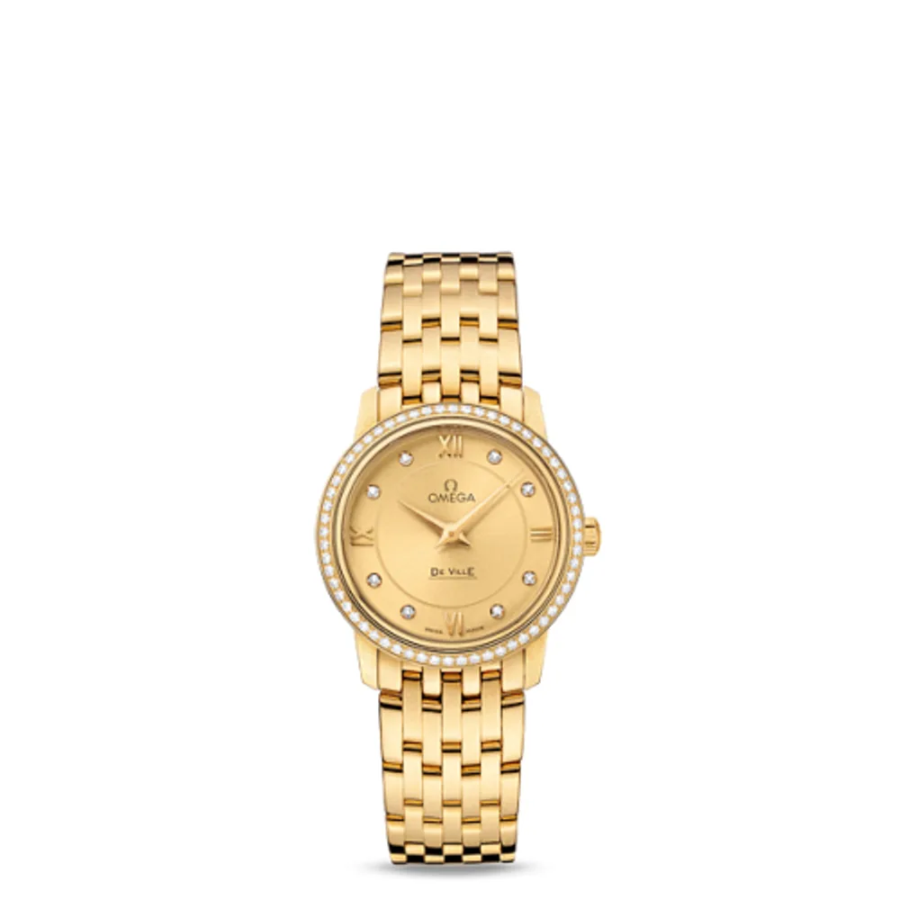 Omega De Ville Prestige Quartz 27.4 Yellow Gold / Champagne-Diamond / Bracelet