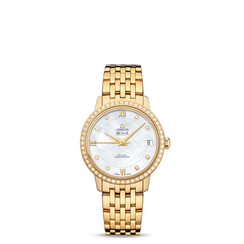 Omega De Ville Prestige Co-Axial 32.7 Yellow Gold Diamond / MOP / Bracelet