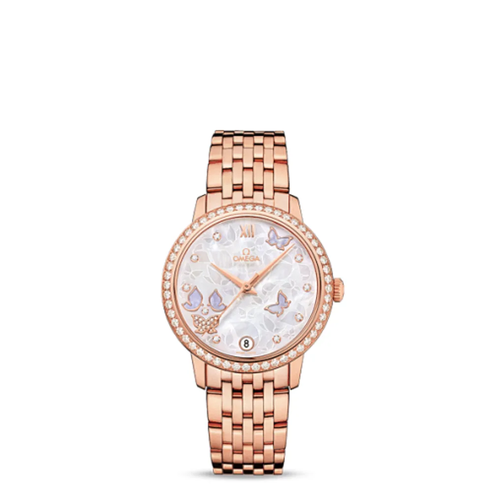 Omega De Ville Prestige Co-Axial 32.7 Red Gold / MOP Butterfly / Diamond / Bracelet